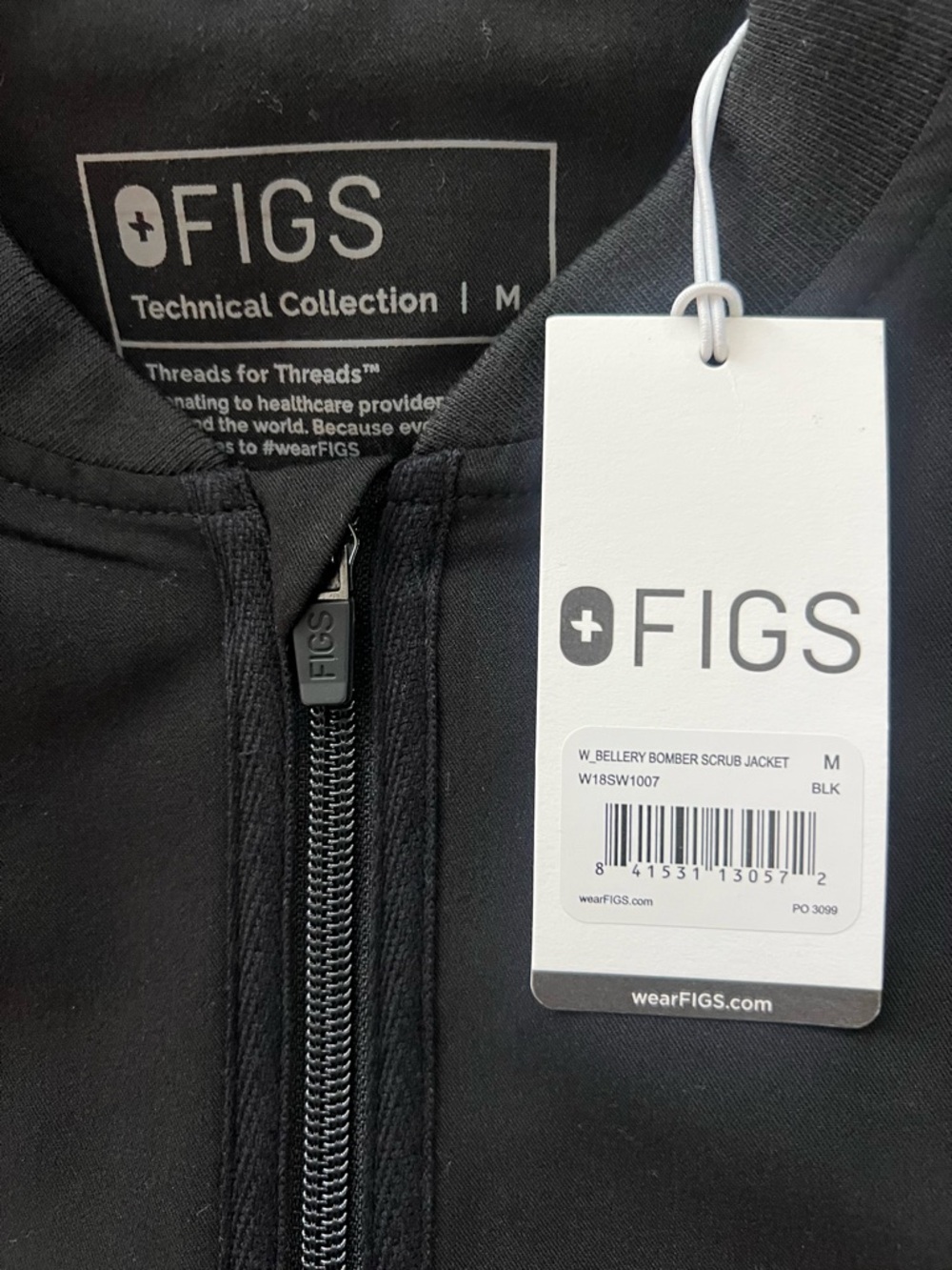 FIGS Black Medical Scrub Jacket with Logo Patch - Picture 7 of 7